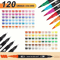 Dual Tip Brush Pens For Coloring Books Artists Vibrant Markers Kit 5
