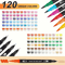 Dual Tip Brush Pens For Coloring Books Artists Vibrant Markers Kit 5