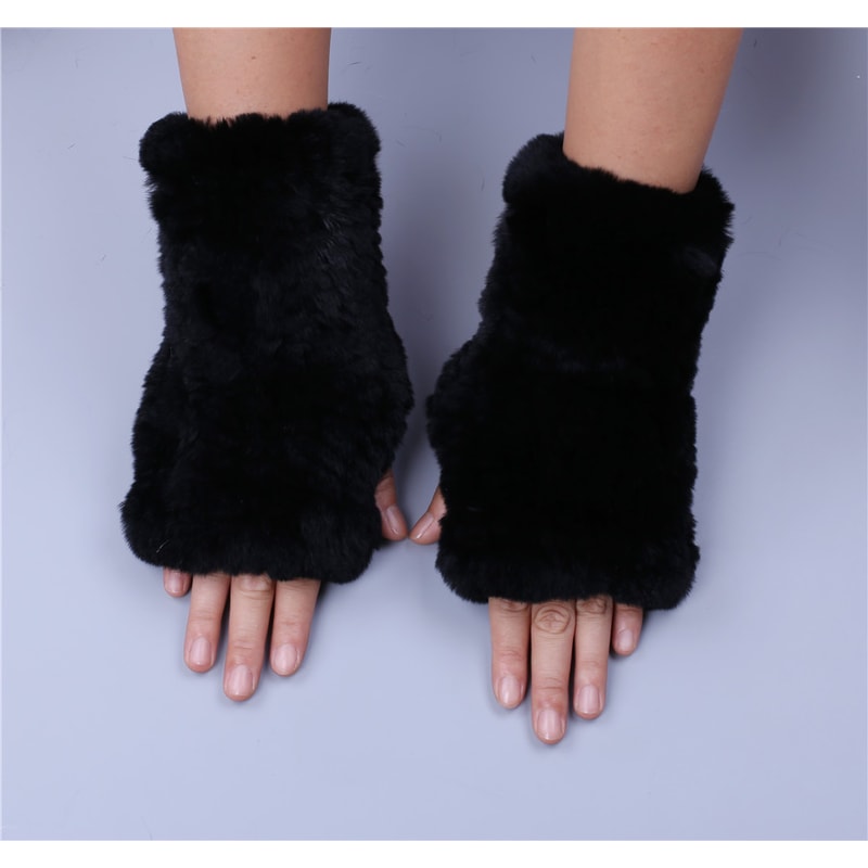 New Rex Rabbit Fur Fingerless Gloves Women Winter Fur Mittens Soft Elastic Wrist Warmers 9