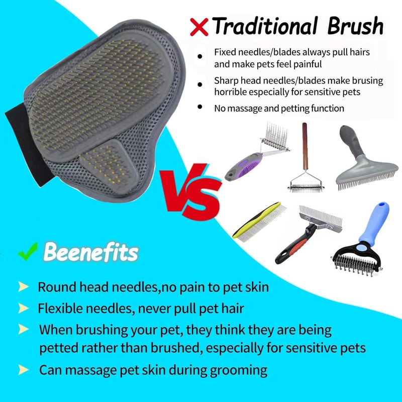 Gentle Pet Grooming Glove for Cat and Dog Hair Removal