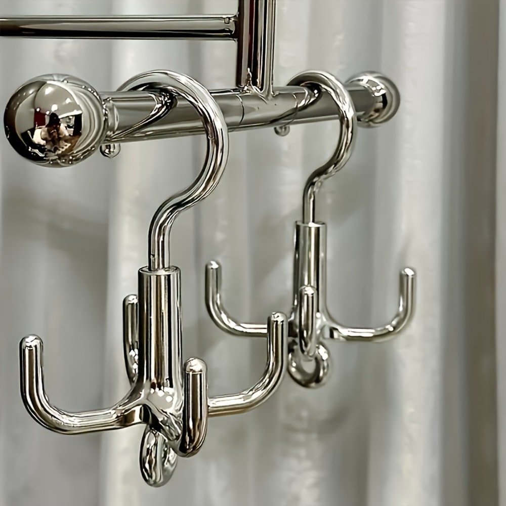 Punch Free Rotating Clothes Hook 4 Claw Coat Hanger Organizer