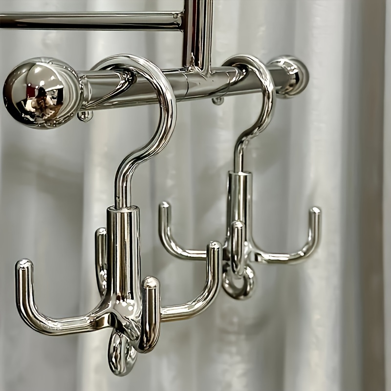 Punch Free Rotating Clothes Hook 4 Claw Coat Hanger Organizer