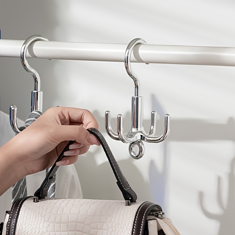 Punch Free Rotating Clothes Hook 4 Claw Coat Hanger Organizer