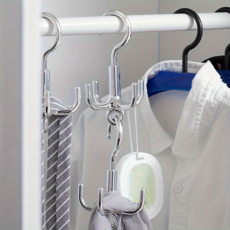 Punch Free Rotating Clothes Hook 4 Claw Coat Hanger Organizer