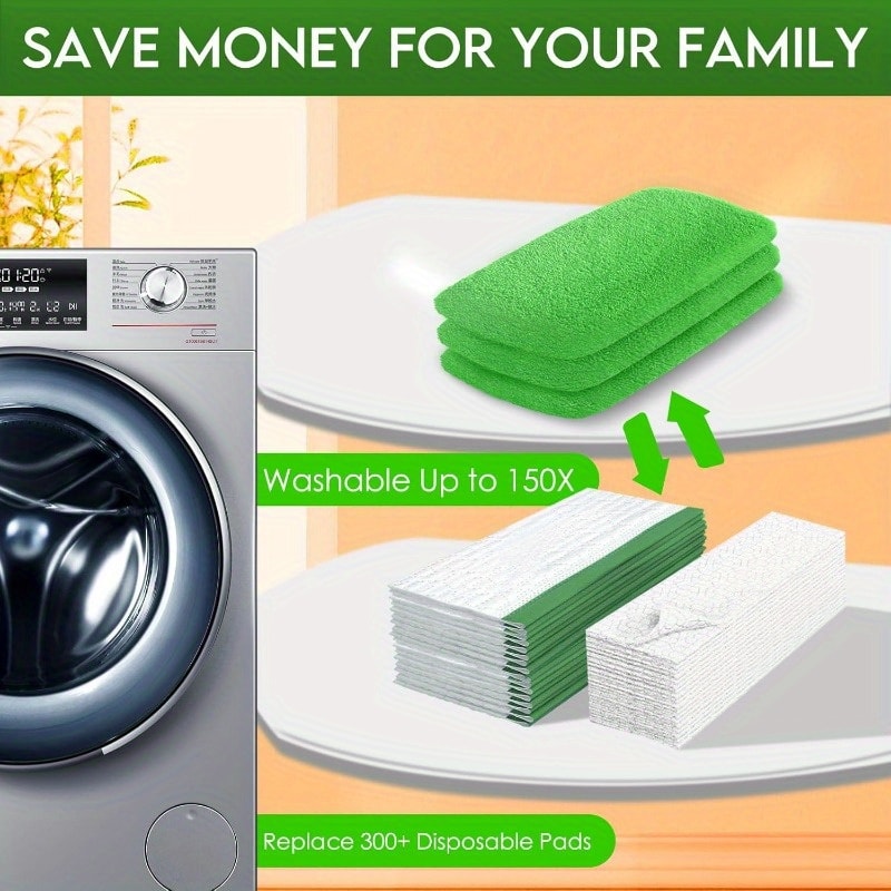Reusable Microfiber Mop Pads For Flat Mops High Absorbency Washable Refills 3