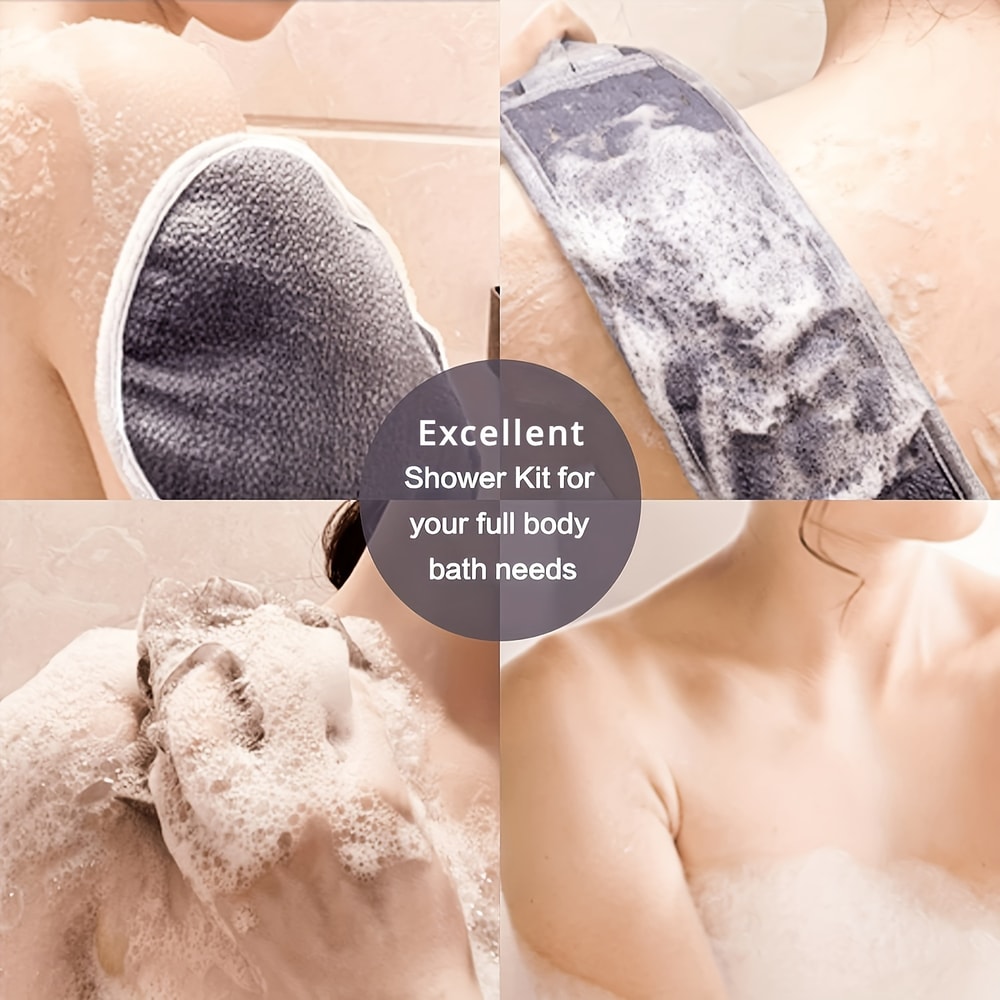 Exfoliating Body Scrubber Premium Back Strap and Shower Mesh Loofah