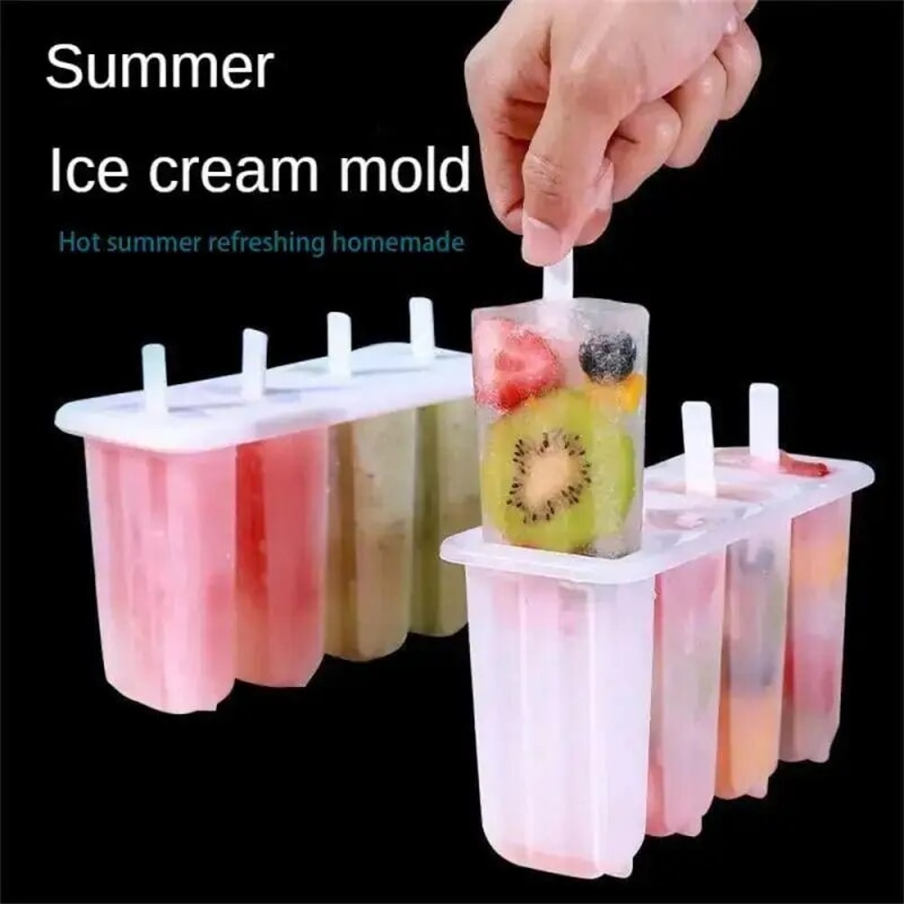 Silicone Popsicle Mold Cavity Maker Homemade Ice Cream Mold With Spill Proof Lid 5