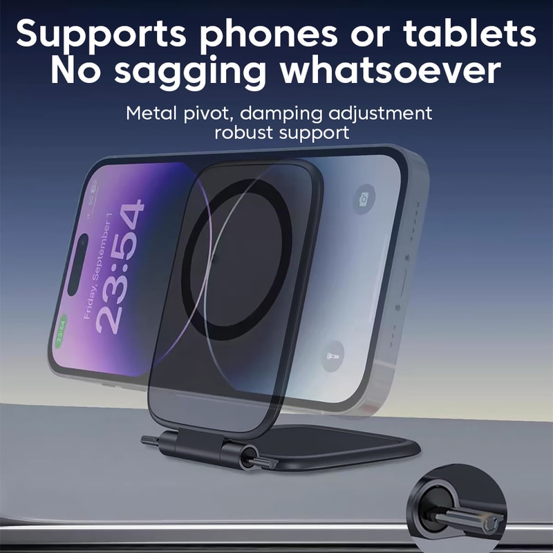 Ultrathin Car Magnetic Phone Holder Adjustable Foldable Anti Shake Stand 2