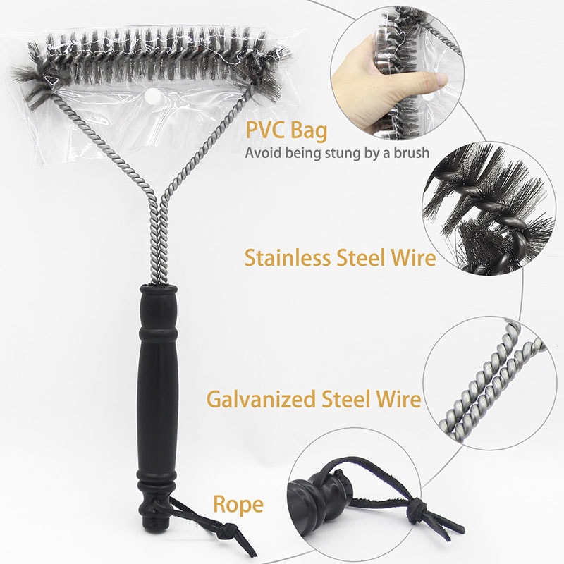 Heavy Duty Stainless Steel BBQ Grill Cleaning Brush Tool 4