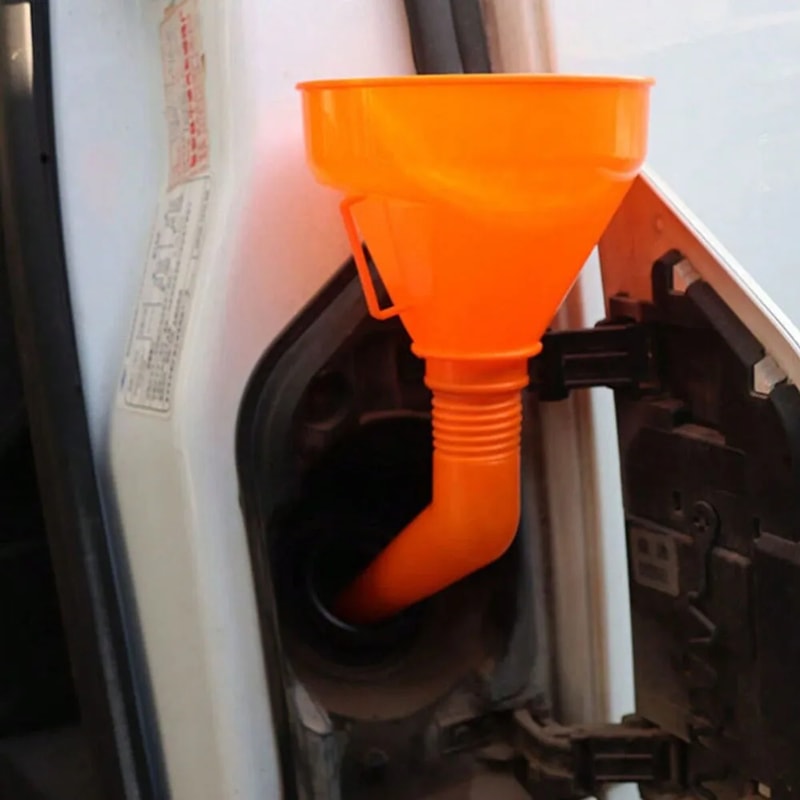 Universal Long Mouth Refueling Funnel with Built In Filter for Safe Fuel & Oil Transfers