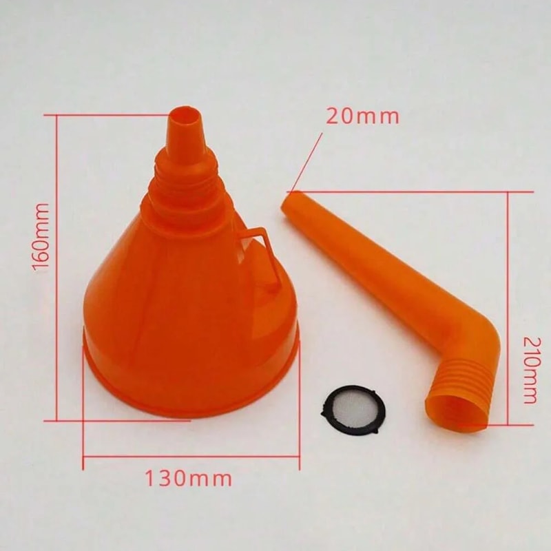 Universal Long Mouth Refueling Funnel with Built In Filter for Safe Fuel & Oil Transfers