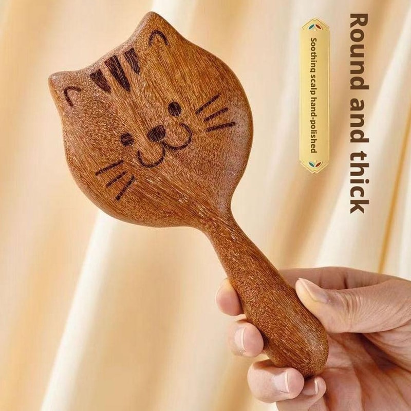 Natural Sandalwood Scalp Massage Comb Wooden Wide Tooth Hair & Body Massager