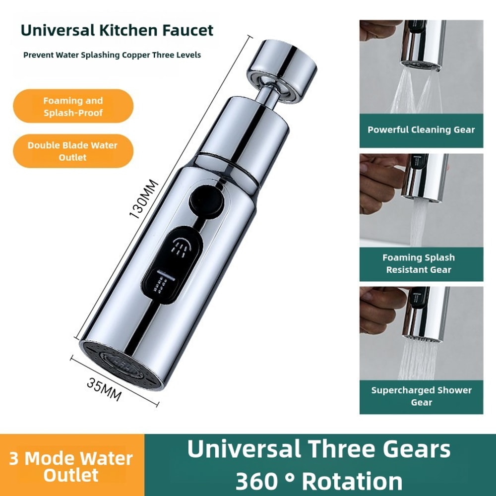 Premium 3 Mode Kitchen Faucet Aerator Anti Splash Water Saver 1