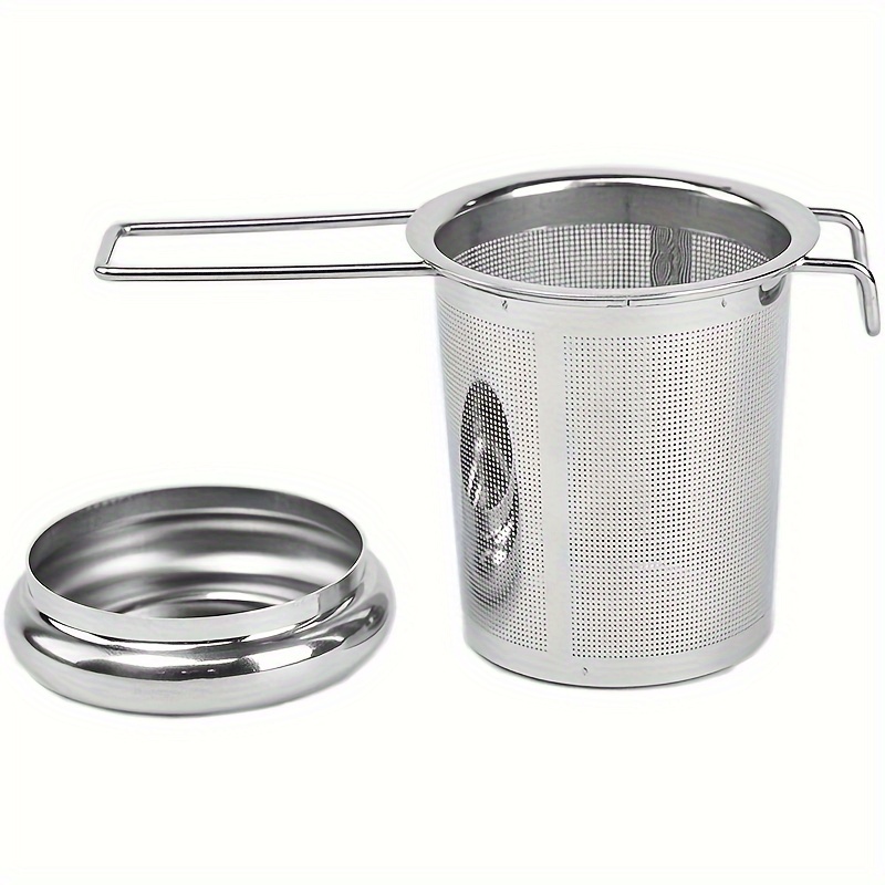 Premium Stainless Steel Loose Leaf Tea Strainer with Folding Handle & Lid Durable Tea Infuser Filter