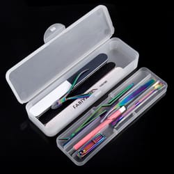 double layer nail tool organizer case portable nail art storage box for brushes files & clippers