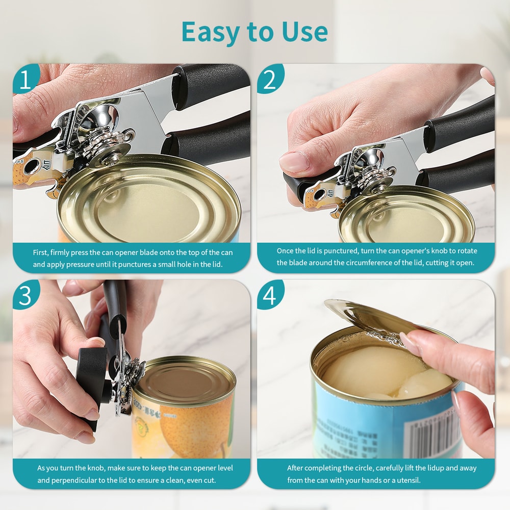Stainless Steel Manual Can Opener Bottle Opener For Easy Everyday Kitchen Use 4
