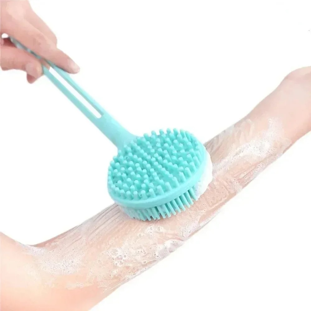 SilkyReach Silicone Bath Brush Long Handle Back Scrubber Shower Massager 0