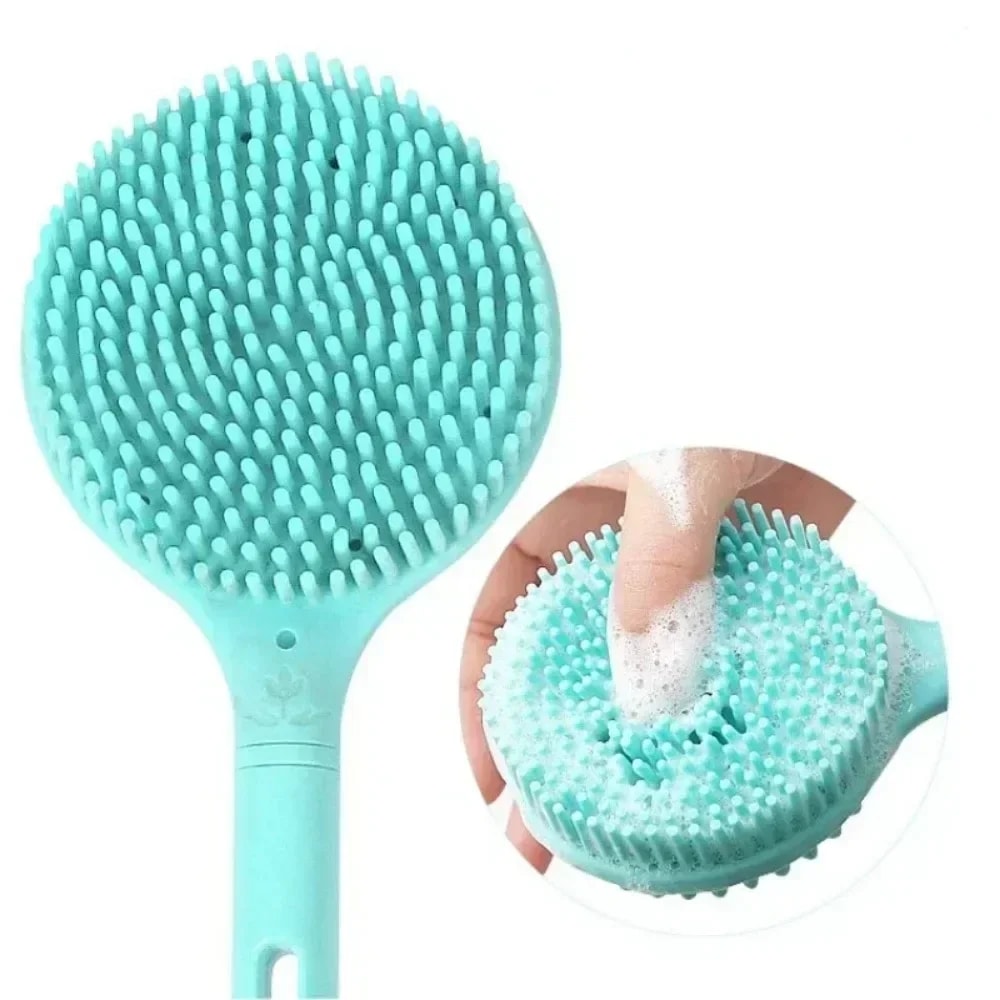 SilkyReach Silicone Bath Brush Long Handle Back Scrubber Shower Massager 2