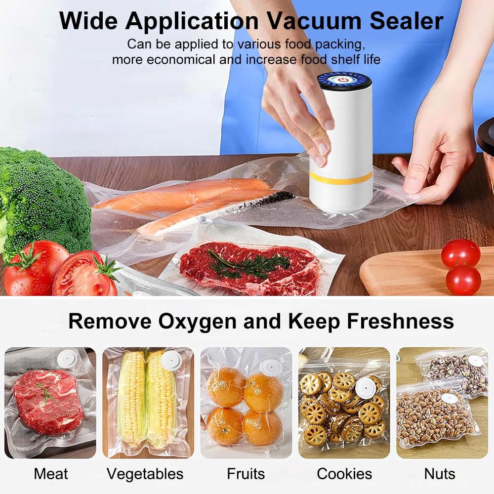 Rechargeable Mini Vacuum Air Pump for Food Storage & Compression Bags