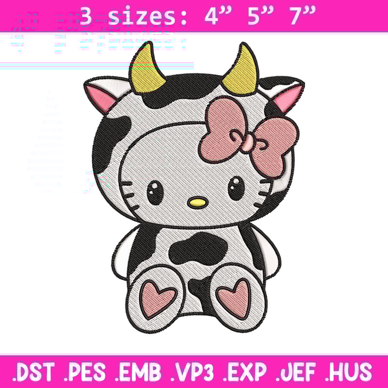 Cow Hello Kitty Embroidery Design, Hello Kitty Embroidery, Embroidery File, Cartoon shirt, Digital download..jpg