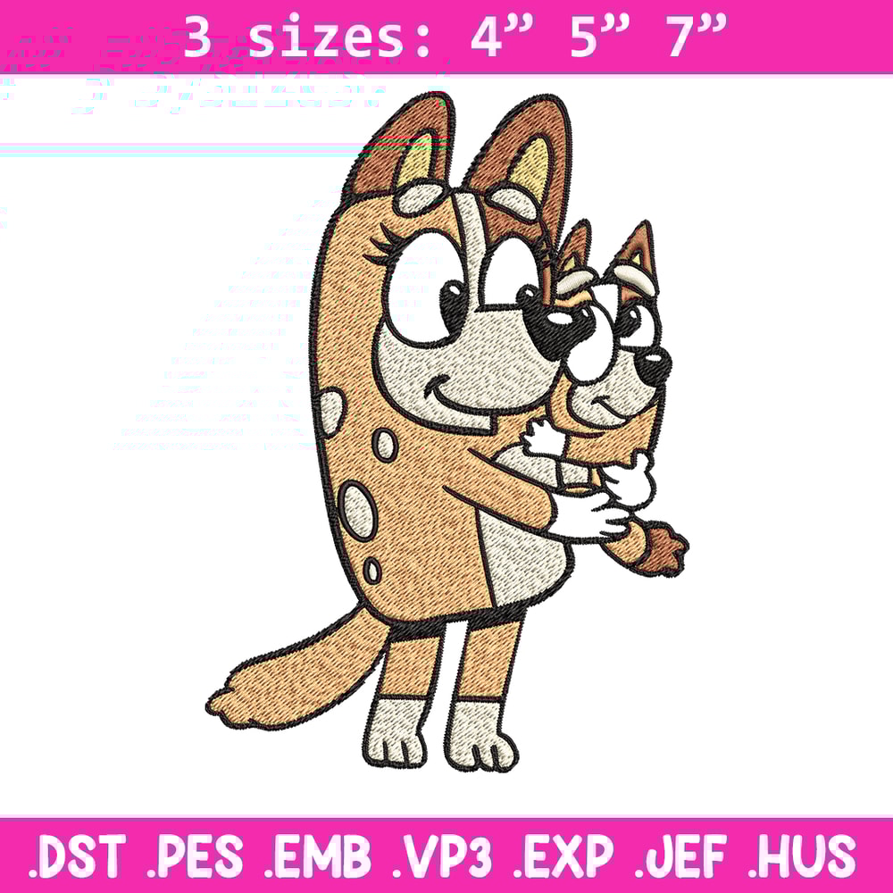 Bingo and her Mum Embroidery, Bluey Embroidery, Embroidery File, cartoon shirt, cartoon design, Digital download..jpg