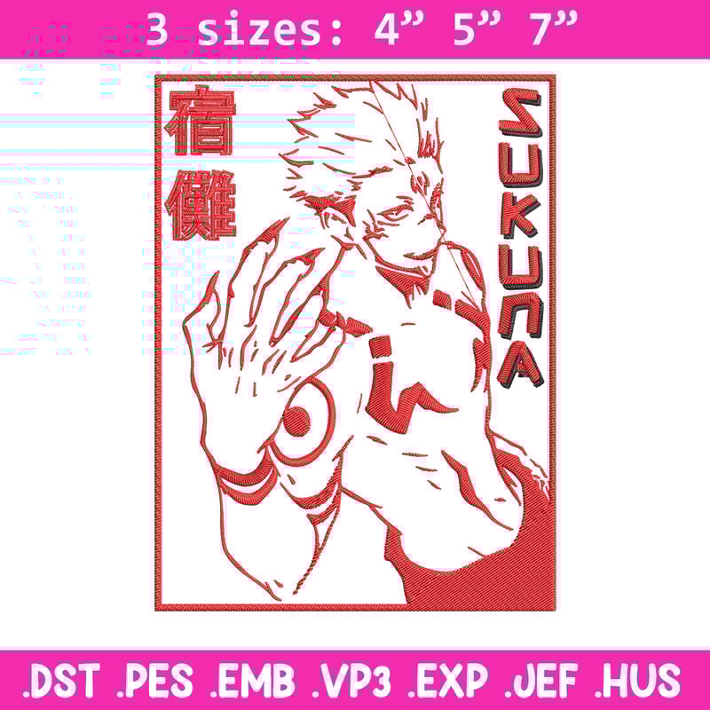 Sukuna poster Embroidery Design, Jujutsu Embroidery, Embroidery File, Anime Embroidery, Anime shirt, Digital download..jpg