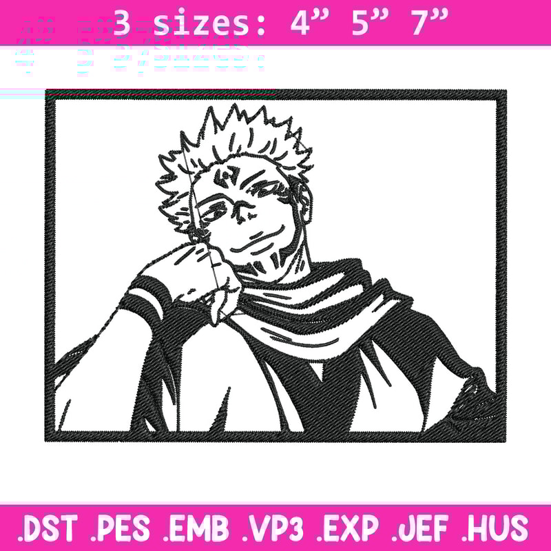 Sukuna rectangle Embroidery Design, Jujutsu Embroidery, Embroidery File, Anime Embroidery, Anime shirt, Digital download.jpg