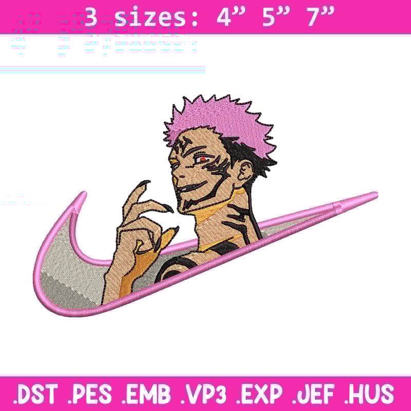 Sukuna smile Nike embroidery design, Jujutsu kaisen embroidery, Nike design, anime design, logo shirt, Digital download.jpg