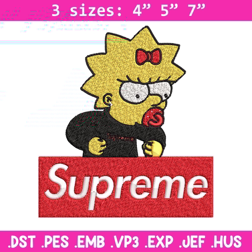 Supreme Lisa Simpson Embroidery design, Simpson Embroidery, cartoon design, Embroidery File, Digital download..jpg