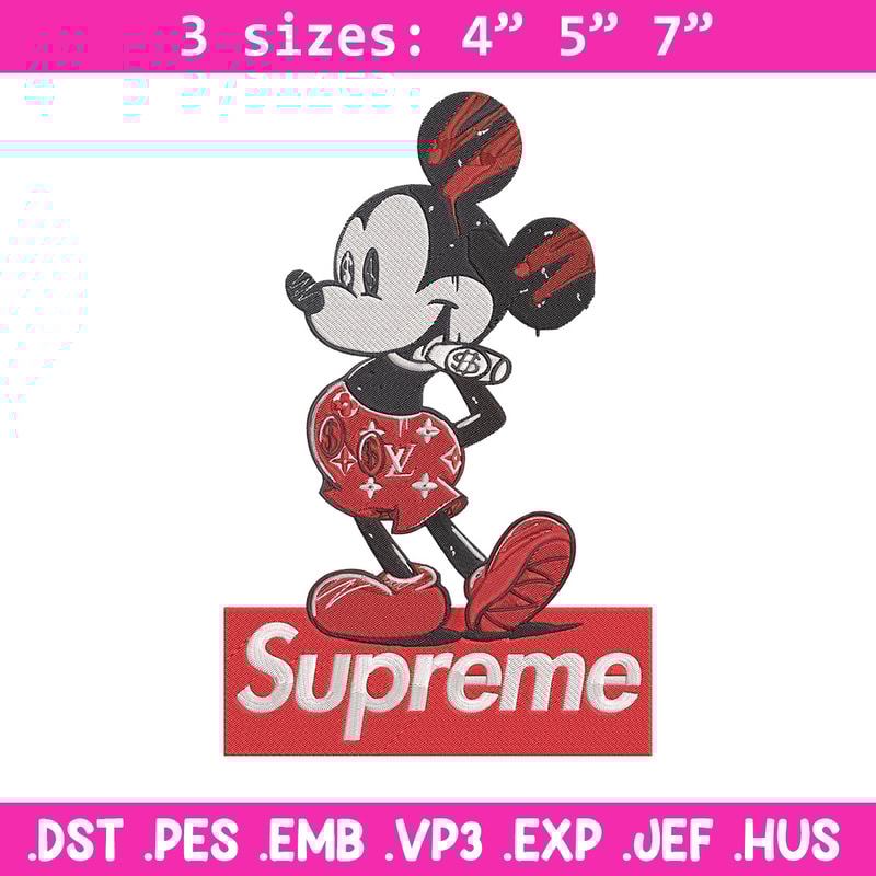 Supreme mickey Embroidery Design, Mickey Embroidery, Embroidery File, Supreme Embroidery, Anime shirt, Digital download.jpg