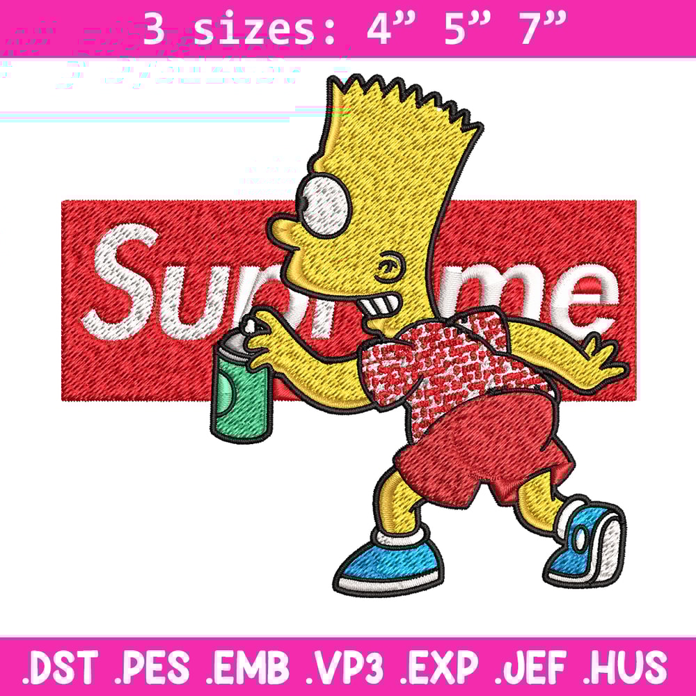 Supreme Simpson Embroidery design, Simpson cartoon Embroidery, cartoon design, Embroidery File, Digital download..jpg