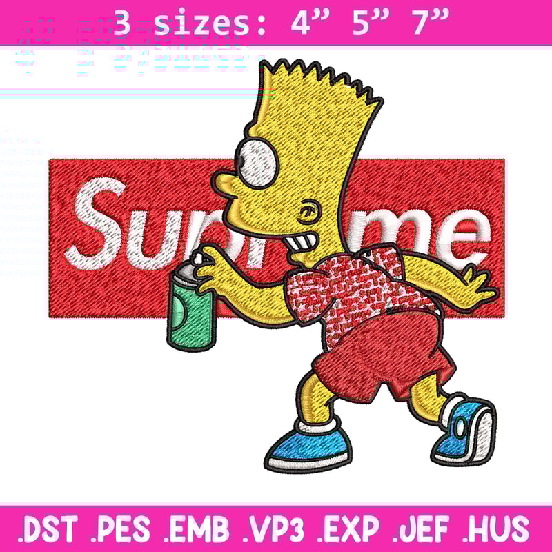 Supreme Simpson Embroidery design, Simpson cartoon Embroidery, cartoon design, Embroidery File, Digital download..jpg