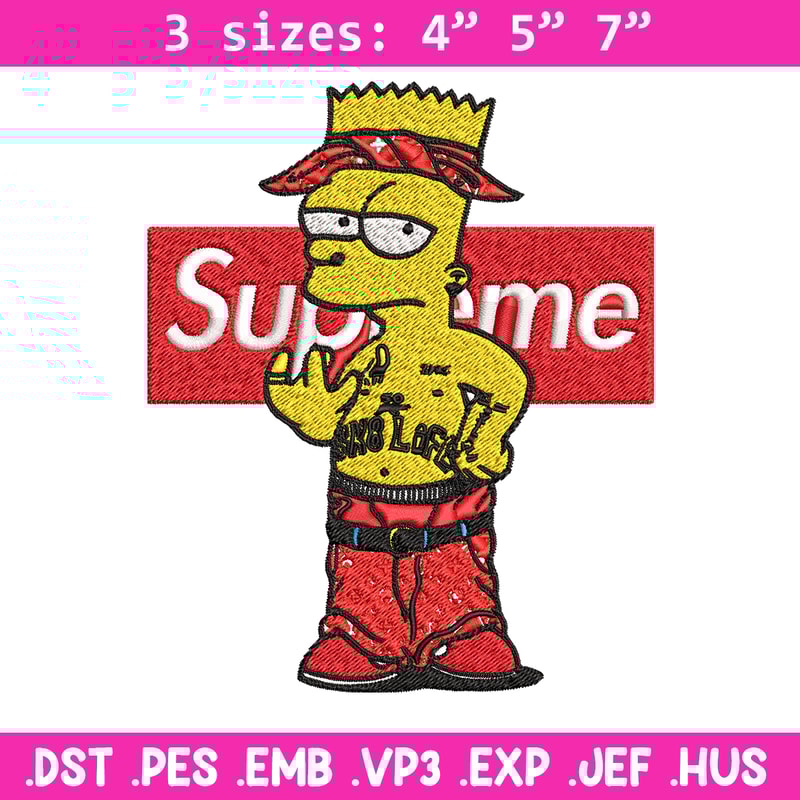 Supreme Simpson Embroidery design, Simpson Embroidery, cartoon design, Embroidery File, cartoon shirt, Digital download..jpg