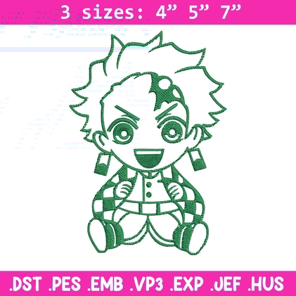 Tanjiro chibi Embroidery Design, Demon slayer Embroidery, Embroidery File, Anime Embroidery, Digital download.jpg