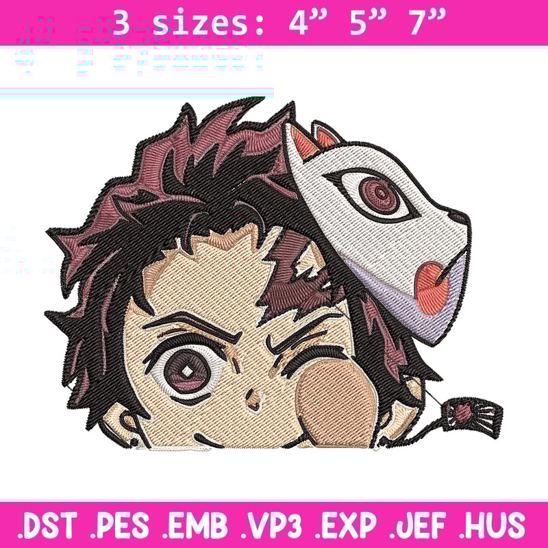 Tanjiro Peeker Embroidery Design, Demon slayer Embroidery, Embroidery File, Anime Embroidery, Digital download..jpg