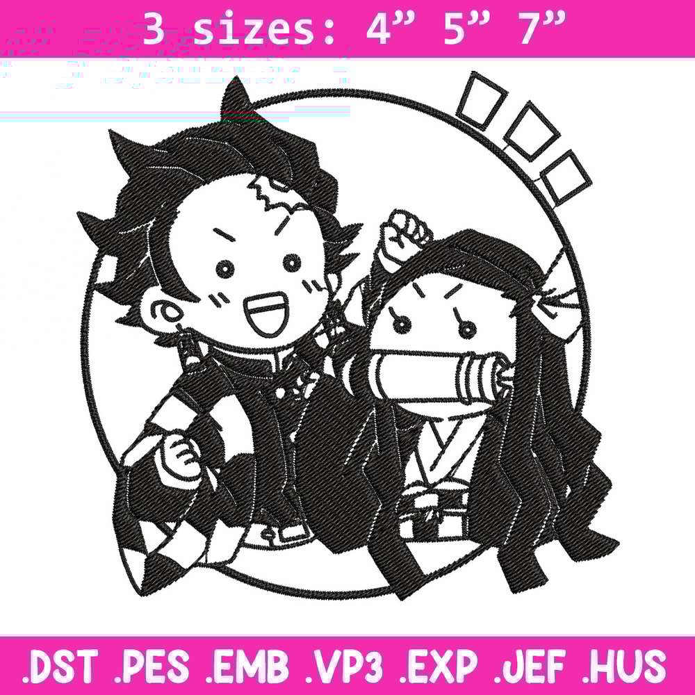 Tanjiro x nezuko Embroidery Design, Demon slayer Embroidery, Embroidery File, Anime Embroidery, Digital download.jpg