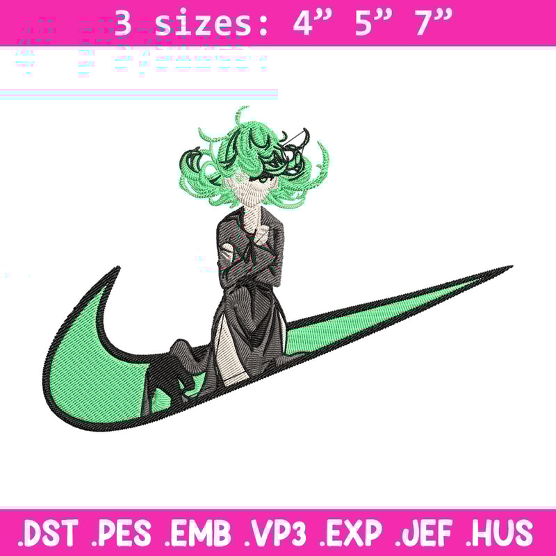 Tatsumaki nike Embroidery Design,One punch man Embroidery, Embroidery File, Nike Embroidery,Anime shirt,Digital download.jpg