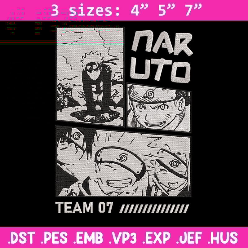 Team 07 naruto Embroidery Design, Naruto Embroidery, Embroidery File, Anime Embroidery, Anime shirt, Digital download.jpg
