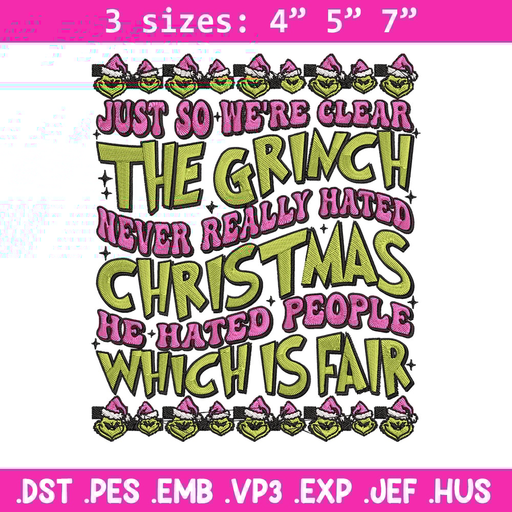 The grinch Embroidery Design, Grinch Embroidery, Embroidery File, Chrismas Embroidery, Anime shirt, Digital download.jpg