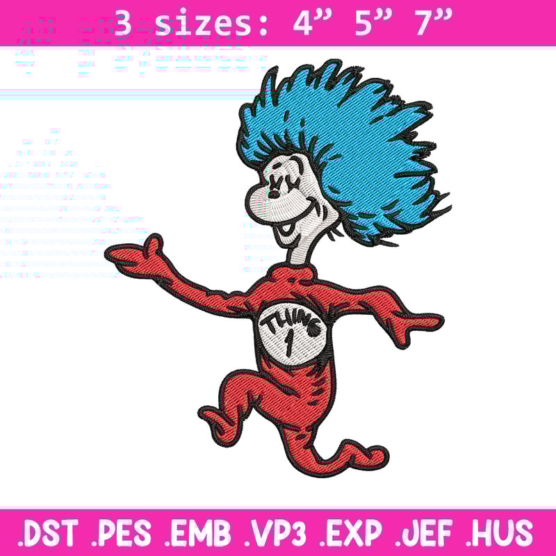 Thing 1 Embroidery Design, Dr seuss Embroidery, Embroidery File, logo shirt, Embroidery design, Digital download..jpg