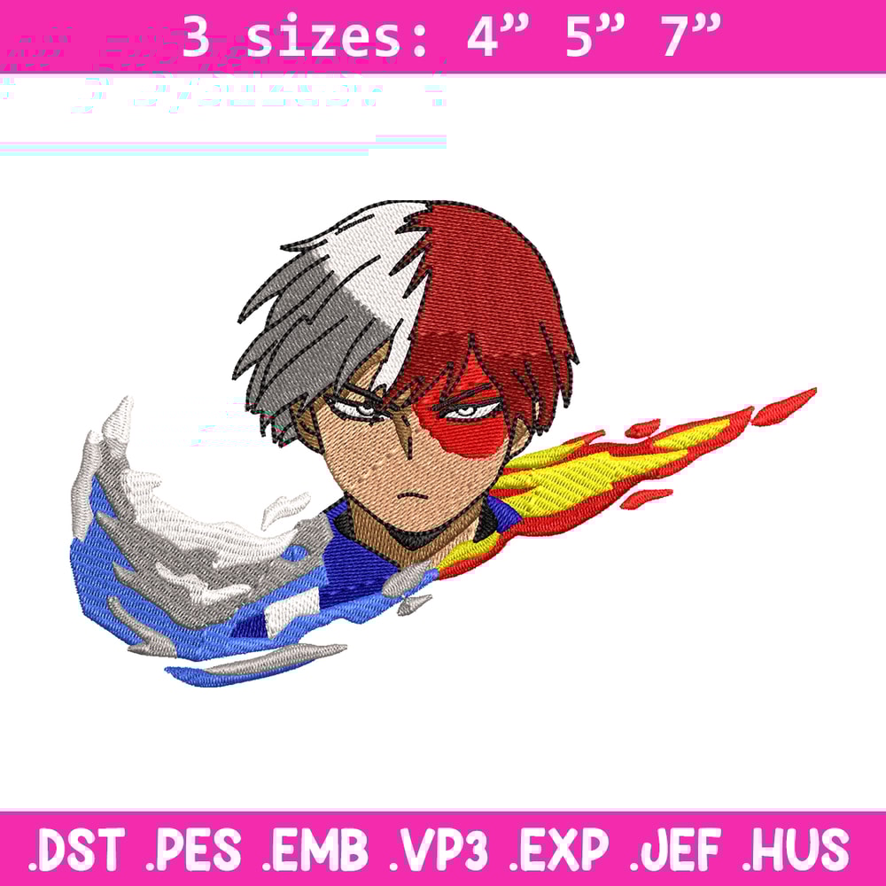 Todoroki Nike embroidery design, My hero academia embroidery, Nike design, anime design, anime shirt, Digital download.jpg