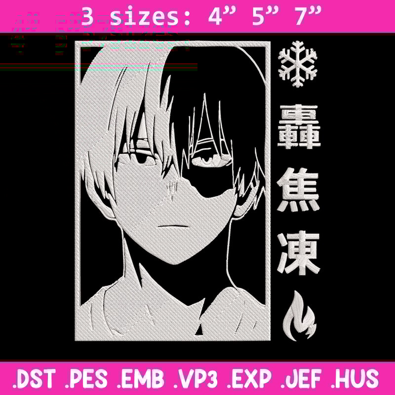 Todoroki Shouto Embroidery Design, Mha Embroidery, Embroidery File, Anime Embroidery, Anime shirt,Digital download..jpg