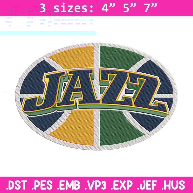 Utah Jazz basketball embroidery design, NBA embroidery, Sport embroidery, Embroidery design, Logo sport embroidery.jpg