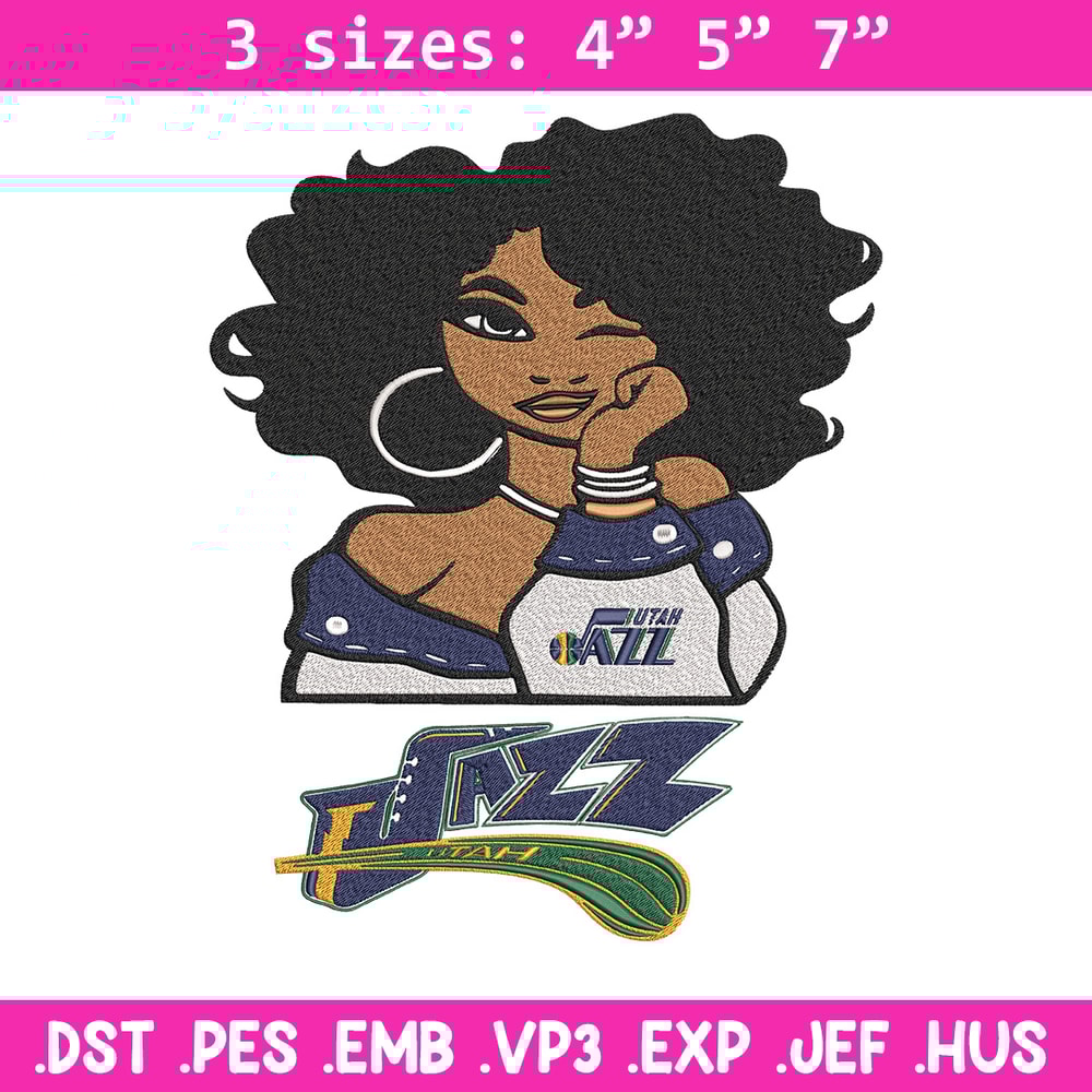 Utah Jazz girl embroidery design, NBA embroidery, Sport embroidery, Embroidery design, Logo sport embroidery.jpg