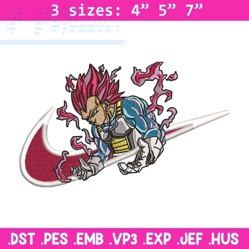 Vegeta Ultra Nike embroidery design, Dragon ball embroidery, Nike design, anime design, anime shirt, Digital download.jpg