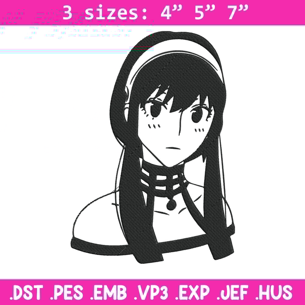 Yor forger Embroidery Design, Spy x family Embroidery, Embroidery File, Anime Embroidery, Anime shirt, Digital download..jpg