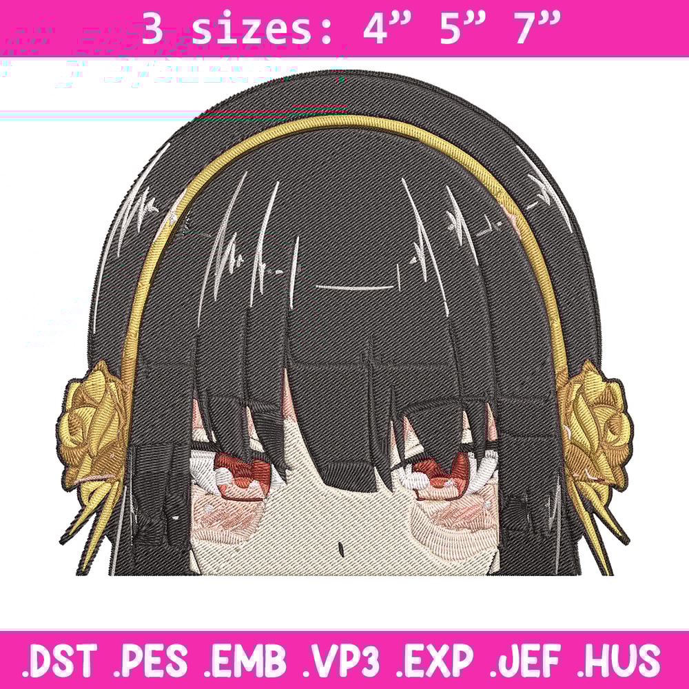 Yor peeker Embroidery Design, Spy x family Embroidery, Embroidery File, Anime Embroidery, Anime shirt, Digital download.jpg