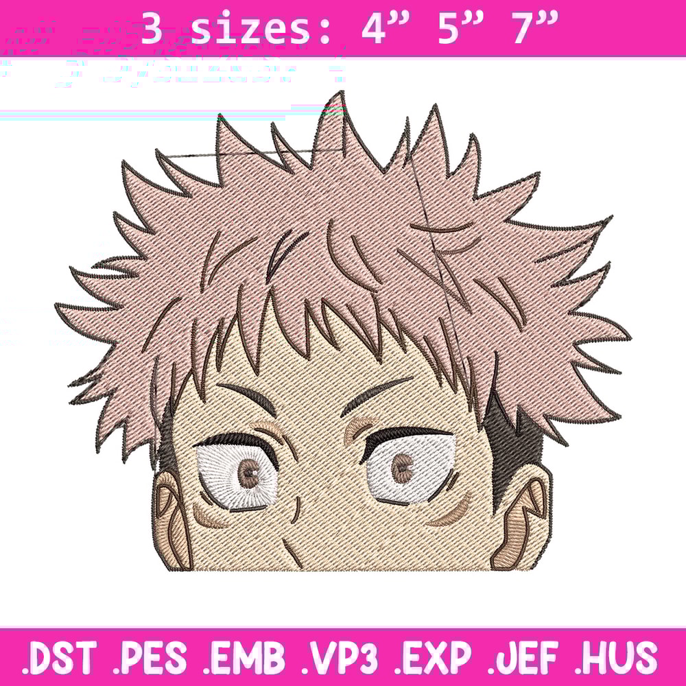 Yuji Peeker Embroidery Design, Jujutsu Embroidery, Embroidery File, Anime Embroidery, Anime shirt, Digital download..jpg