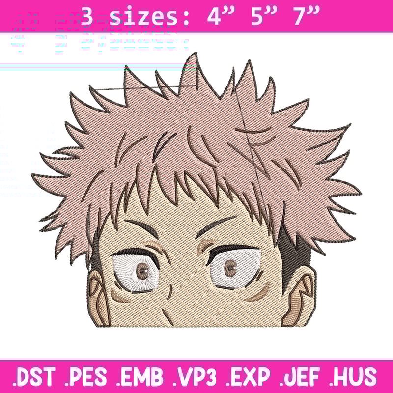 Yuji Peeker Embroidery Design, Jujutsu Embroidery, Embroidery File, Anime Embroidery, Anime shirt, Digital download..jpg