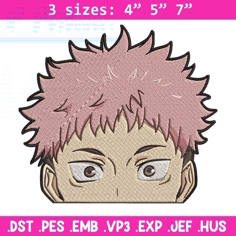 Yuji Peeker Embroidery Design, Jujutsu Embroidery, Embroidery File, Anime Embroidery, Anime shirt, Digital download.jpg